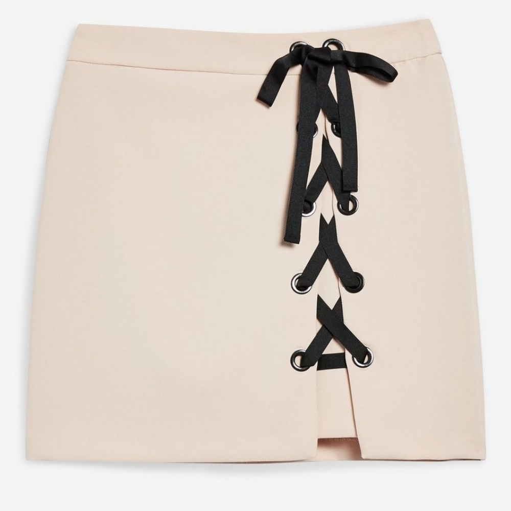 TOPSHOP Light Pink Eyelet Miniskirt US 2